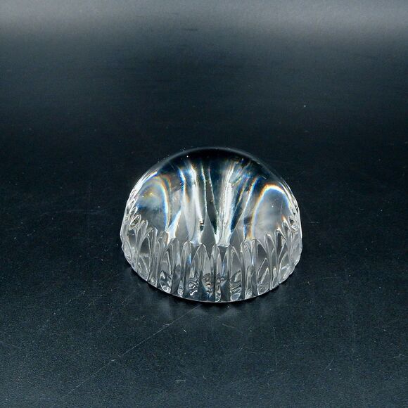 Lenox Lead Crystal Cut Edge Paperweight Magnifying Clear Dome Round Signed - Picture 2 of 8